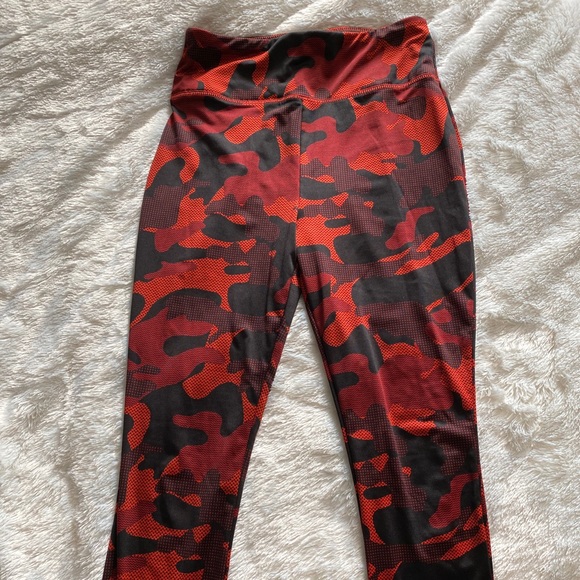 High Waisted Orange Camo Athletic Leggings - Picture 1 of 5
